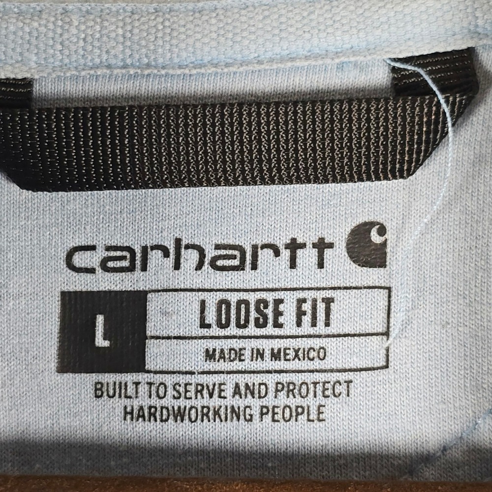 Carhartt Mens Loose Fit Hoodie Light Blue Sleeve Logo K288 H74 Large - Picture 3 of 16